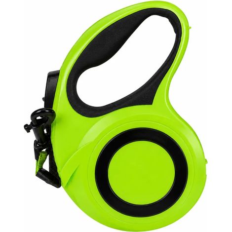 Laisse rétractable 5m sangle réfléchissante chien 40kg jaune (1/4)