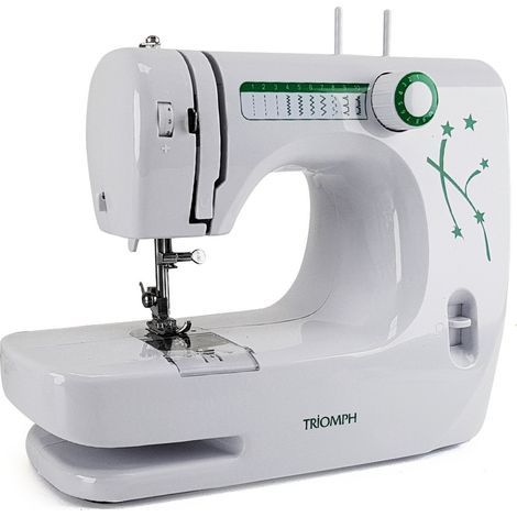 TRIOMPH ETF1527 Machine à Coudre Domestique Blanc-Vert 33,5 x 14,5 x 24 cm
