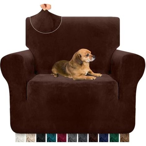 Housse de canapé de 1 place, haute élasticité, protection de meubles pour le salon, Housses de fauteuils -chocolat (1/4)