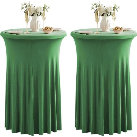Lot de 2 nappes de table de cocktail extensibles en spandex avec jupe Vert 80x110cm