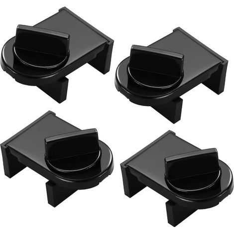 4 Pièces Verrou Baie Coulissante, Serrure Butée Réglable, Serrure de Sécurité pour Fenêtre, Bloque Fenetre Coulissante, Sans Perceuse, pour Portes et Fenêtres Coulissantes (Noir) (1/4)