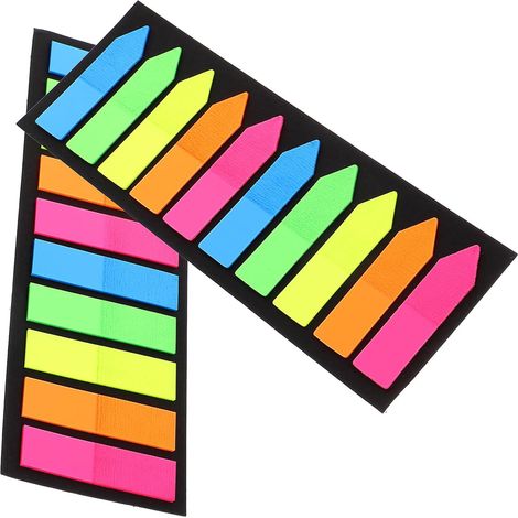 jeux de notes adhésives fluorescentes en PET avec onglets