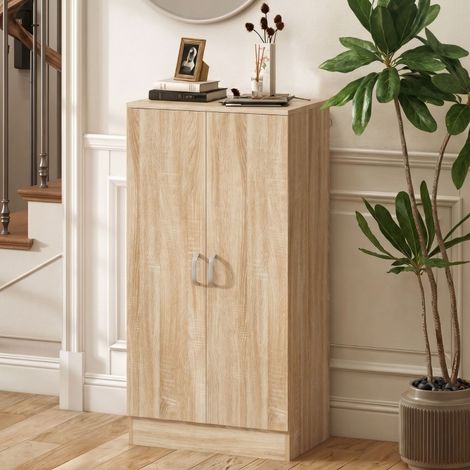 MEUBLIV Armario para zapatos 55x35x108 cm madera – 2 puertas, estantes regulables (1/5)