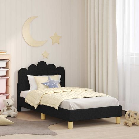 Kinderbettgestell mit Kopfteil Schwarz 80 x 160 cm Stoff