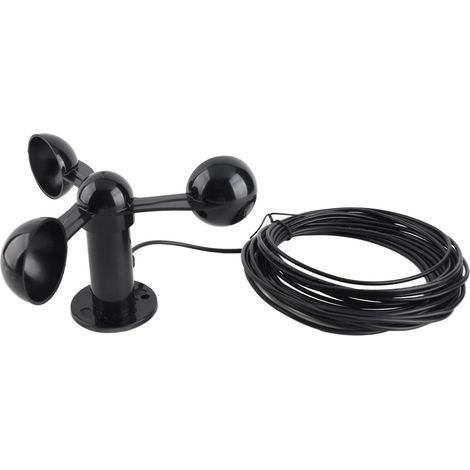 Capteur d'anémomètre avec câble étanche 8M trou de fixation 4CM anti-interférences 3 coupelles de détection de vitesse du vent pour extérieur 0-3.8V ABS 313g