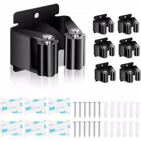 6-teiliges Besenhalter-Set, Wandhaken für Besen und Mopps für Bad, Küche, Garten, Garage, Büro (1/4)