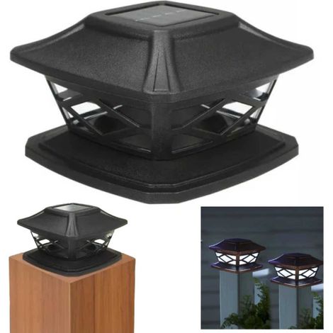 Lot de 4 lampes solaires pour murs et piliers – Éclairage de jardin LED noir-AquaForge