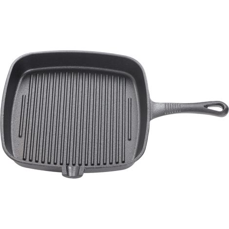 Poêle à griller carrée en fonte, ergonomique, avec long manche et bec verseur pratique, idéale pour la maison, le camping et les restaurants. Parfaite pour la maison, le camping et les activités de pl (1/5)