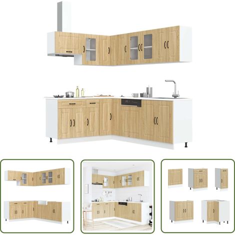 vidaXL Ensemble d'armoires de cuisine 11 pcs Kalmar bois d'ingénierie (1/5)