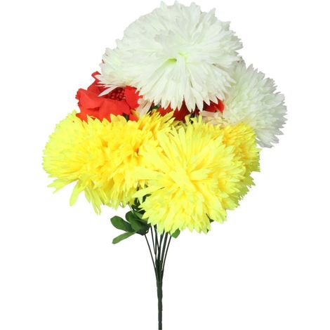 Bouquet di 9 crisantemi bianchi e gialli, 54 cm (1/2)
