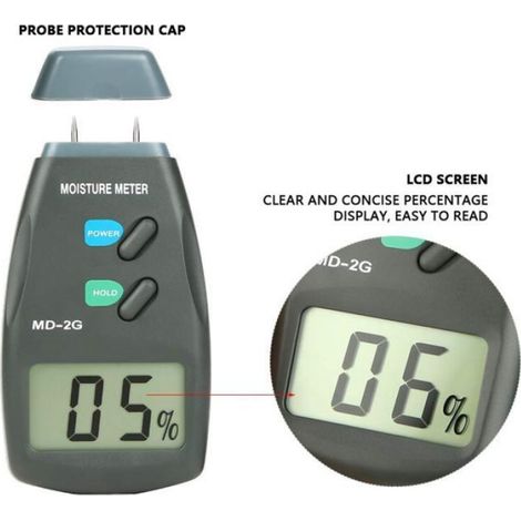 Testeur Humidité, Testeur Numérique Testeur Humidité Bois Portable à écran LCD Numérique HD Plage 5%-40% Précision: +/- 1% (1/4)