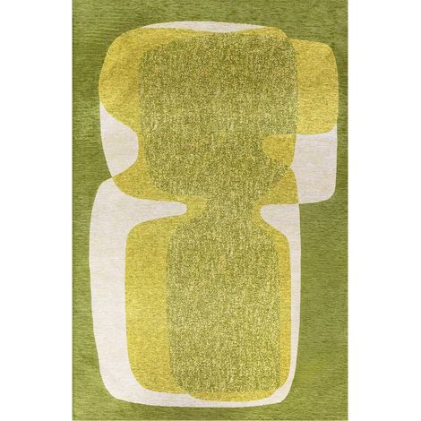 Tapis intérieur extérieur vert style vintage 70s antidérapant - 80 x 150 cm (1/5)