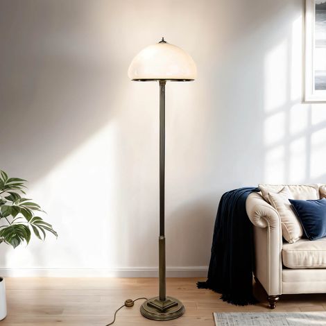 Stehlampe groß 170 cm hoch aus Glas Metall Jugendstil E27 Stehleuchte Wohnzimmer