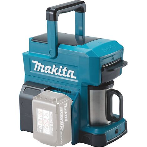 Makita – Cafetière à dosettes sur batterie 18V DCM501Z – Réservoir 240 ml pour 4 tasses – Compatible dosettes standard et café moulu