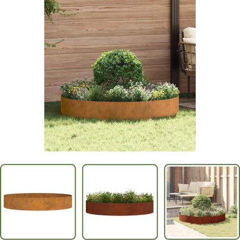 Anneau de plantation - Anneau de jardinière Marron 120 x 120 x 20 cm Acier patiné (1/5)