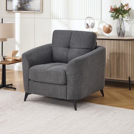 Solna Modern Scandi Style Fabric Living Room Chair (Charcoal)