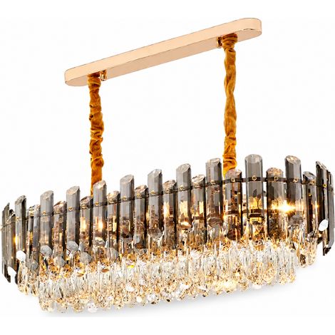 Grande suspension moderne en cristal, lustre LED anneau avec 3 températures de couleur, lampe de luxe dorée pour espaces de vie