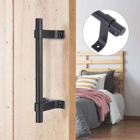 Tirador de puerta corredera estilo granero vintage - Negro - Madera - Apto para puertas de madera - Diseño vintage (1/4)