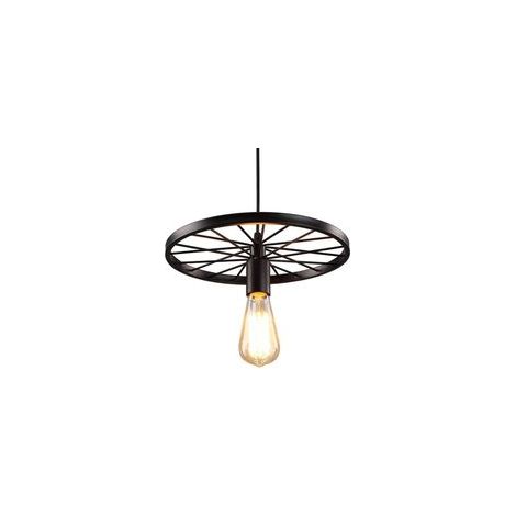 Suspension moderne style loft avec escalier, lustre en forme de roue, lampe suspendue vintage en fer noir avec ampoules Edison E27, plafonnier d'intérieur, luminaires de style grange ou entrepôt (A)-C