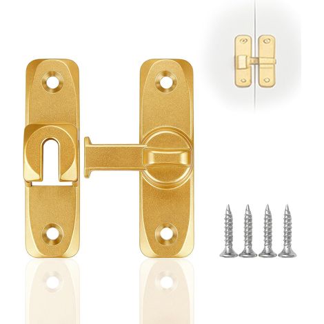 Porte Coulissant Rabattable 90/180° en Alliage de Zinc, Serrure Antirouille à Angle Droit pour Grange, Garage, Armoires et Maison (Haute Résistance, Sûr aux Mains) (1/5)