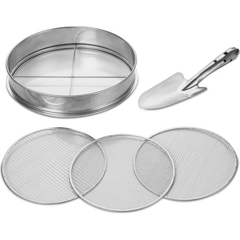 Tamis de Jardin, Tamis de Terre 3en1, Taille Ø 9mm/6mm/3mm, Outil de Jardinage Inoxydable, avec Pelle (1/5)