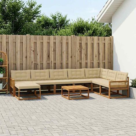 vidaXL Outdoor-Sofagarnitur 9 pcs Natur und Beige Massivholz Akazie (1/5)