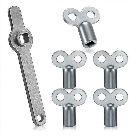 Kit de purge de radiateur comprenant 6 clés, une poignée de purge et 5 clés de purge pour radiateur avec double orifice HO-SFYGV (1/5)