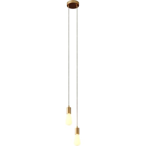 creative cables - Lampada a sospensione multipla a 2 cadute completa di cavo tessile e finiture in metallo