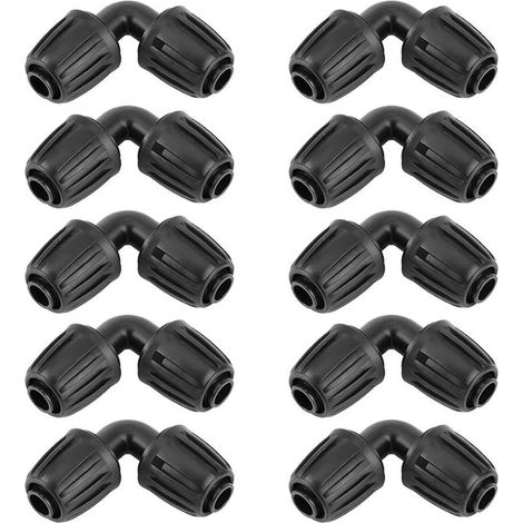 CYRILL – Coude Irrigation Goutte-à-goutte 16mm, Lot de 10 Raccords Coudés Universels en PVC pour Tuyau d’Arrosage, Connecteurs Clipsables pour Système d’Arrosage Automatique (1/5)
