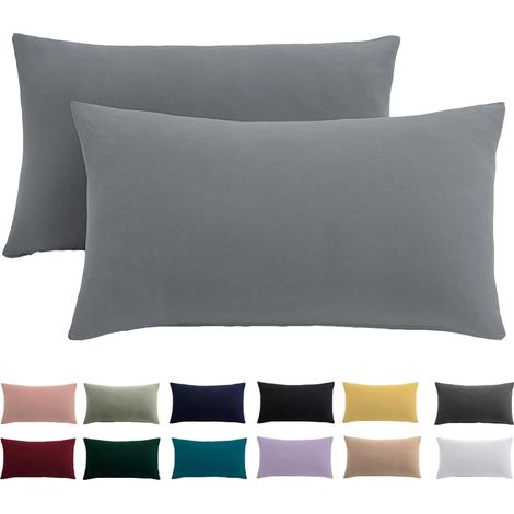 Lot de 2 taies d'oreiller - 50 x 70 cm - Gris (1/5)