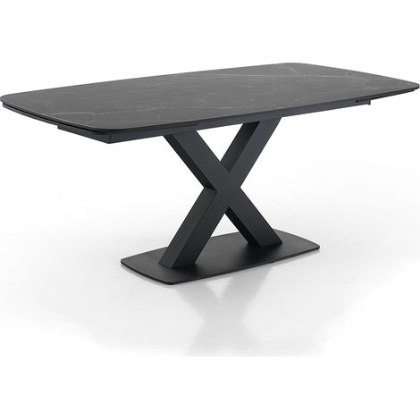 Mesa extensible de cerámica efecto mármol 90x160-230cm Boyle Marble - Negro (1/5)