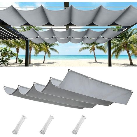 Toile-Ombrage Rétractable Vague 100 x 200cm, Auvent de Protection avec Cordes de Montage, Protection UV et Imperméable, Voile d'ombrage pour Terrasse Pergola Jardin(Gris foncé) (1/5)
