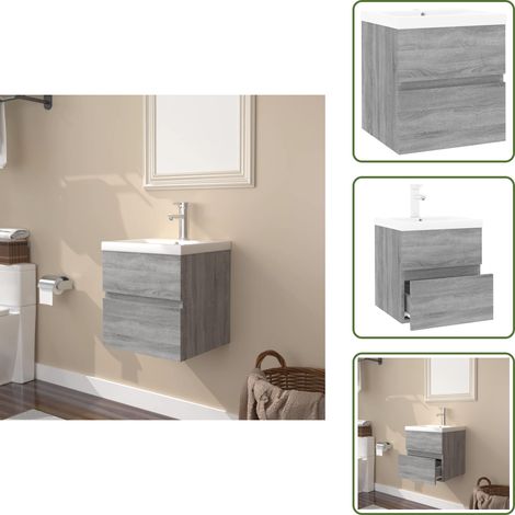 Almacenamiento de baño - vidaXL Mueble de baño con lavabo madera contrachapada gris Sonoma - Mueble de baño con lavabo