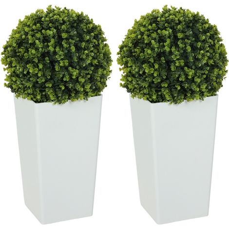 Set de 2 bolas de eucalipto artificiales 65 cm con protección UV y 330 hojas, maceta verde (1/5)