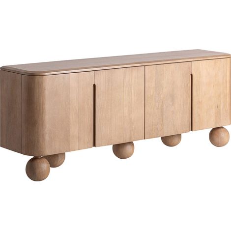 Buffet contemporain en bois de manguier finition marbrée brun clair - Brun clair marbré (1/5)