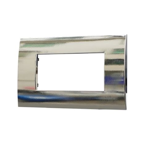 Placca Plastica ETTROIT Serie Venus 4 Posti/Moduli 504 Compatibile Con Vimar Arke, 14 Colori Disponibili (Cromato Lucido)