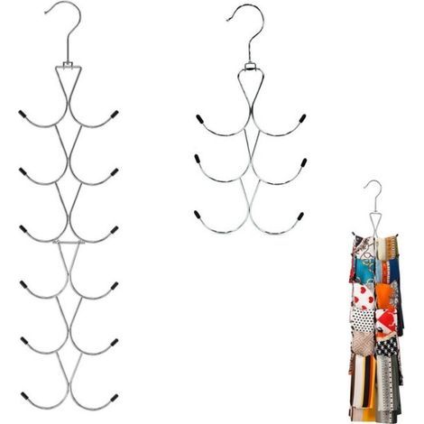 Longziming – Schal-Organizer – Schalhalter – Accessoire-Präsentation – Platzsparende Lösung – Edelstahl – Silikonbeschichtung – Vielseitig einsetzbar – 2er-Set (1/5)
