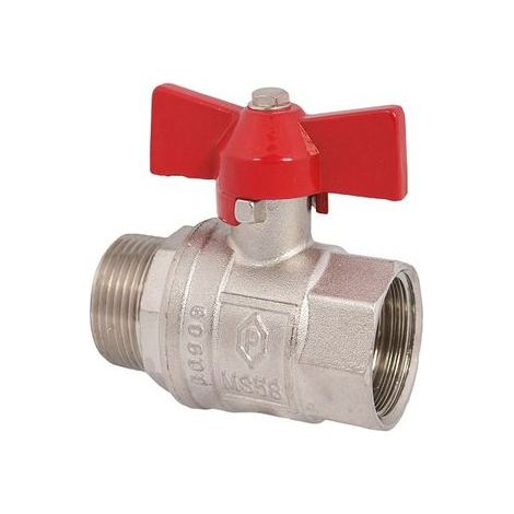 JS KUGELHAHN,VOLLER DURCHG.,DN10  AGxIG3/8",47MM,FLUEG-GR.ROT,VERN.