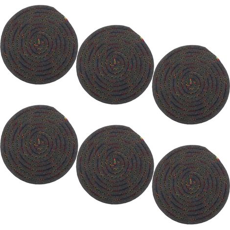 Lot de 6 dessous de plat en coton, 18 cm, ronds, gris (1/5)