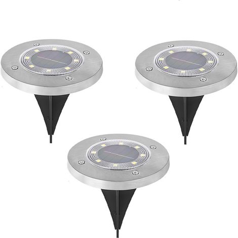 chaud Lampadaire solaire extérieur 8 LED lampe étanche IP65 de jardin pour route pelouse terrasse cour piscine 3 pièces Blanc (1/5)