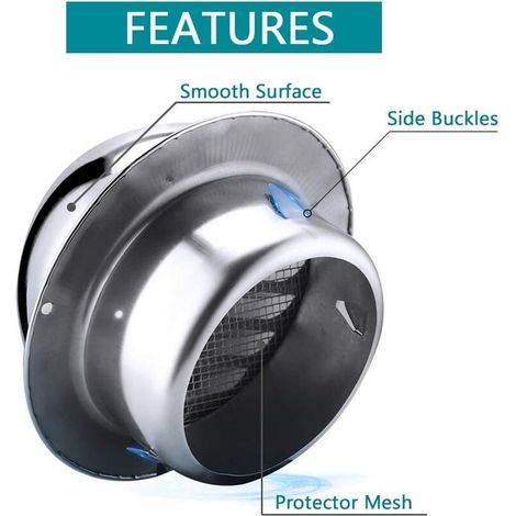 Ventilation, sortie de ventilation en acier inoxydable 304 (ø80 mm) MNS (1/2)