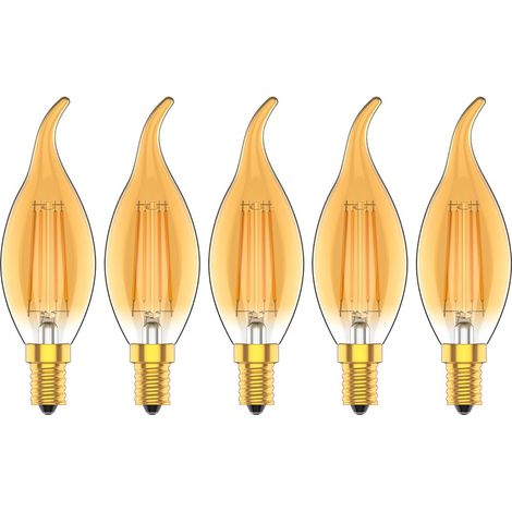 Lot de 5 Dimmable 4W Ampoule a Filament Vintage E14 LED Blanc Chaud 2700K 30W Ampoules à incandescence équivalent 300LM AC 220V