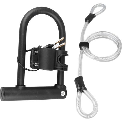 Cadenas de Vélo en U avec Câble Acier et 2 Clés, Antivol Universel pour VTT et Vélo de Route (1/5)