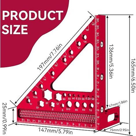 Équerre de menuisier horizontale mobile, règle à tracer multifonctionnelle en alliage d'aluminium, outil de mesure pour le génie civil
