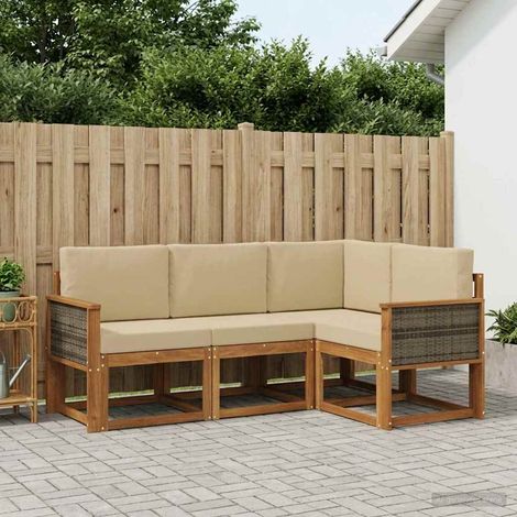 vidaXL Outdoor-Sofagarnitur 4 pcs Natur und Beige Polyester (1/5)
