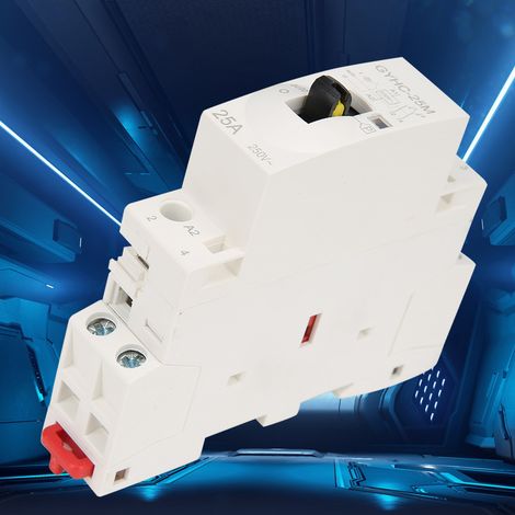 Contacteur secteur domestique 2P 25A 220V 50Hz sur rail DIN avec interrupteur de commande manuel 2NO (1/5)