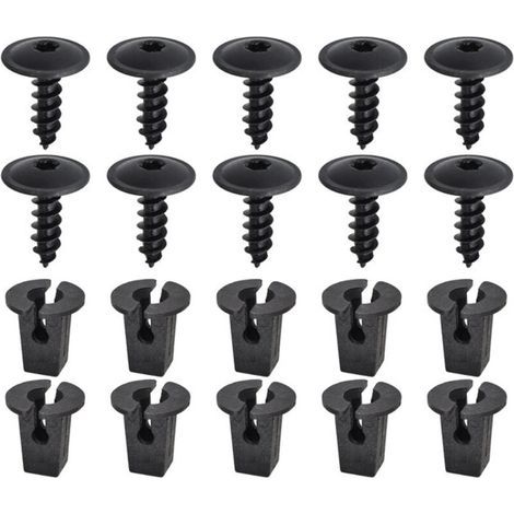 Kit de 20 Fixations Automobiles Universelles pour Ailes, Boucliers, Pare-Chocs et Compartiment Moteur – Vis et Clips Métalliques (1/5)
