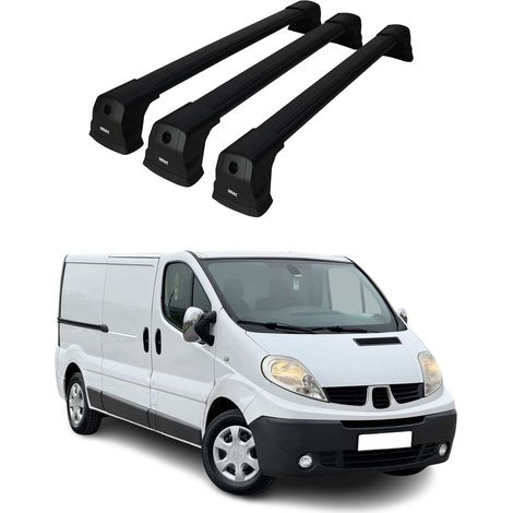 OMAC Dachträger Querträger kompatibel mit Renault Trafic II 2001-2014 – 3 Stangen – Abschließbar – Aluminium Schwarz (1/5)