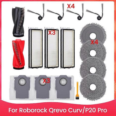 Filtre pour aspirateur brosse pour aspirateur Filtre de brosse pour aspirateur filtre de Roborock Qrevo Curv/P20 Pro Robot Aspirateur Accessoires Kit Main Side Brosse HEPA Filtre Mops (1/5)