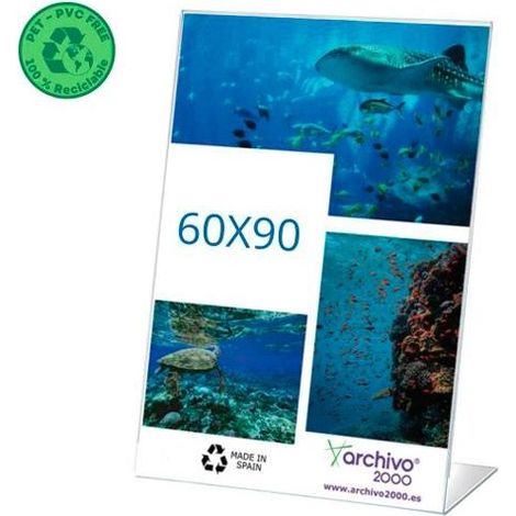 ARCHIVO 2000 EXPOSITOR DE SOBREMESA L FLEXIBLE 60X90MM VERTICAL PET 100% RECICLABLE